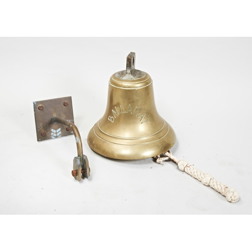 1423 - A COPPER ALLOY SHIP'S BELL with the legend ‘Ballarat’ made by John  Roby Ltd, Rainhill, ... 