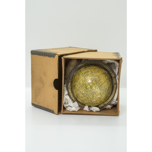 1458 - A CAREYS THREE INCH 'POCKET' GLOBE with calibrated brass meridian the map cartouche with 18thcentury... 