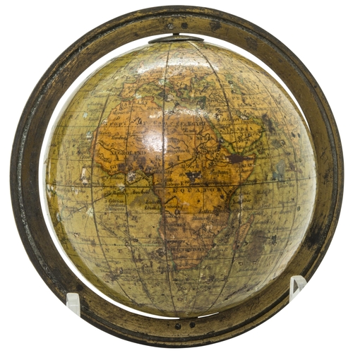 1458 - A CAREYS THREE INCH 'POCKET' GLOBE with calibrated brass meridian the map cartouche with 18thcentury... 