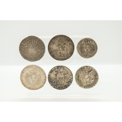 280 - A LOUIS XV SILVER ECU COIN 1726, ANOTHER, ONE FOR 1765, A Maria Theresa crown, a Frederich II Prussi... 