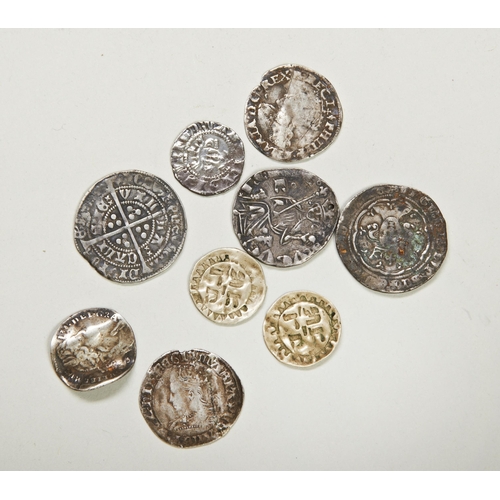 284 - A HENRY VI ANNULET ISSUE GROAT, A HENRY II SILVER GROS (pierced for suspension) and seven other hamm... 