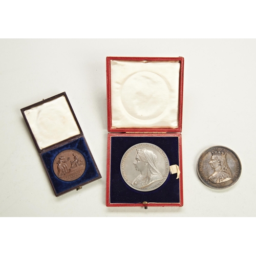 774 - 1888 CENTENNIAL INTERNATIONAL MELBOURNE EXHIBITION SILVER MEDAL and a Queen Victoria Diamond Jubilee... 