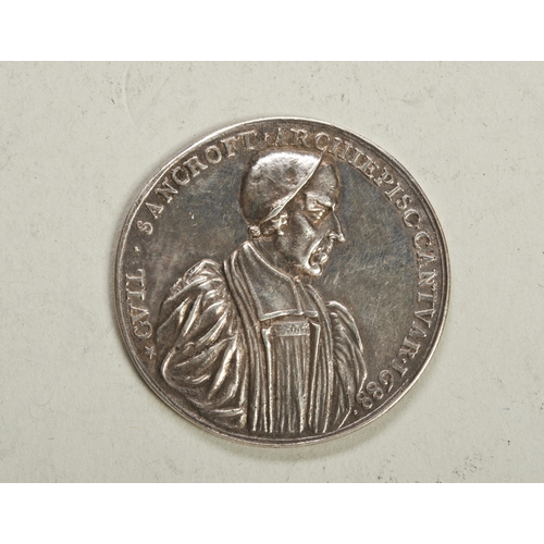 776 - ARCHBISHOP SANCROFT AND THE BISHOPS, STRUCK SILVER MEDAL, 1688 by G. Bower.4.7 cm diameter