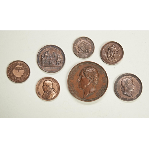 786 - LEOPOLD I 1856 BRONZE 25TH ANNIVERSARY ACCESSION MEDAL, a Ferdinand I Coronation Medal, another, and... 