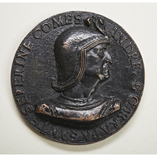788 - ANDREA CARAFA, COUNT OF SANTA SEVERINA, (1496-1525) Neapolitan Bronze Medal.6.8 cms