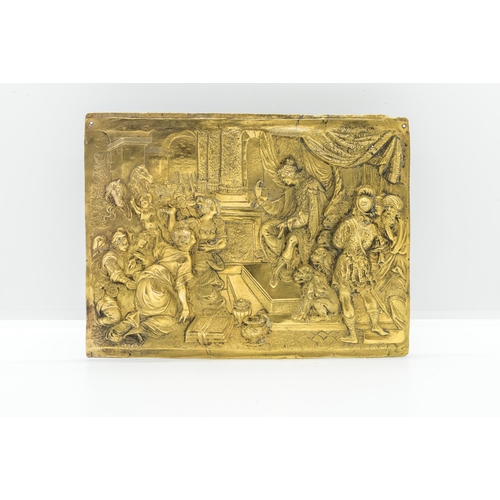 1774 - A GILT BRONZE PLAQUE, 16TH/17TH CENTURY DEPICTING THE MEETING OF SOLOMON AND THE QUEEN OF SHEBA toge... 