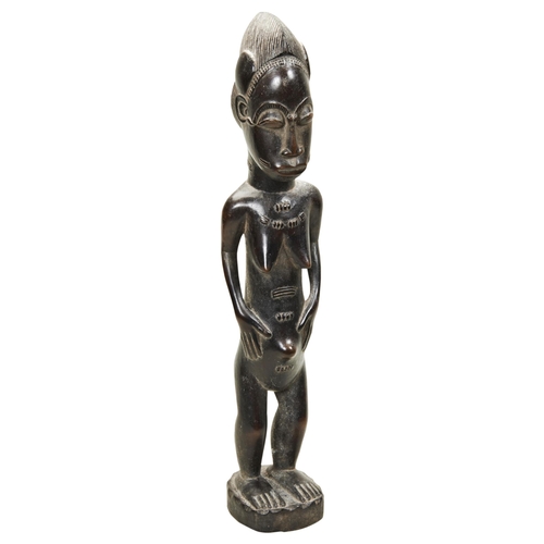 1333 - A BAULE FEMALE 'SPIRIT LOVER' CARVED WOODEN FIGURE. 46cms high.