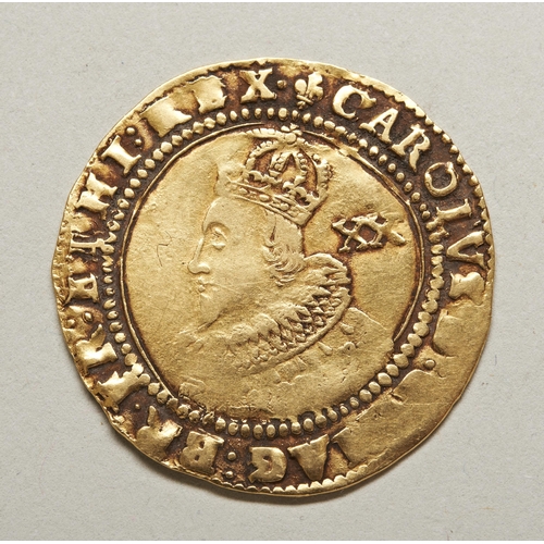 291 - A CHARLES I GOLD UNITE, first bust of King facing left with value XX (Twenty Shillings) reverse with... 