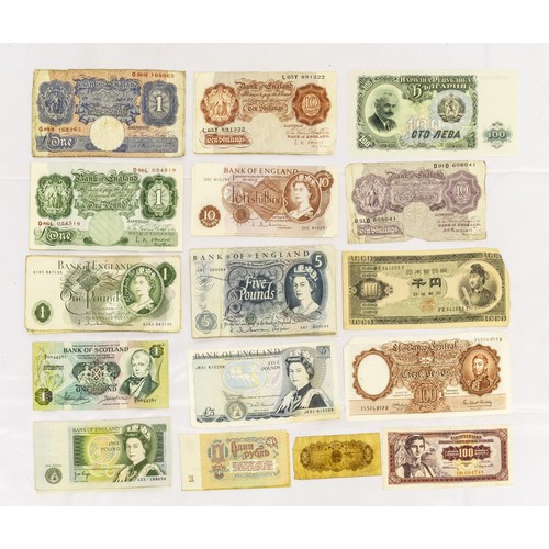 335 - ASSORTED BANK NOTES INCLUDING ASSORTED £1 NOTES, WARTIME AND POSTWAR, assorted £5 notes,... 