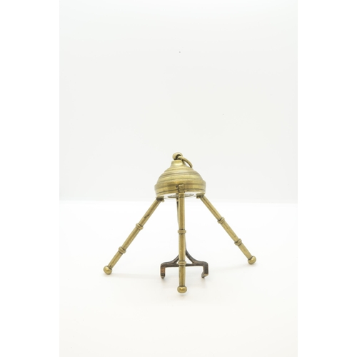 1779 - A RARE 19TH CENTURY GRIFFITH PATENT FOLDING TRIVET, a miniature brass folding ‘games top’ table, ano... 