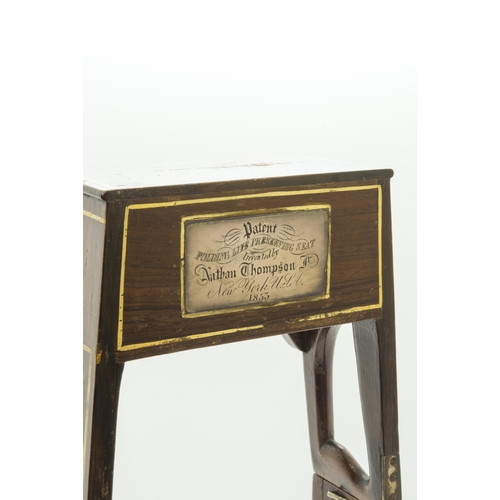 1425 - A RARE NATHAN THOMPSON JNR. PATENT FOLDING LIFE PRESERVING SEAT, New York, USA 1853, with engraved s... 