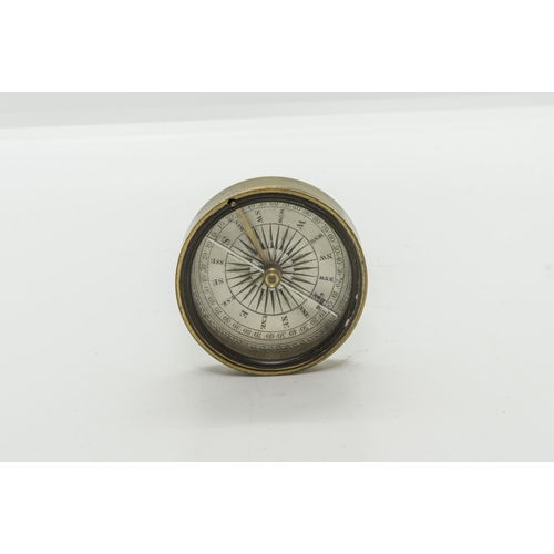 1460 - A WOODEN CASED POCKET COMPASS, a small brass cased compass, another smaller with a transit lock and ... 