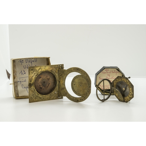 1462 - AN 18TH CENTURY EQUINOCTIAL POCKET SUNDIAL SIGNED A. VOGLER and another period equinoctial          ... 