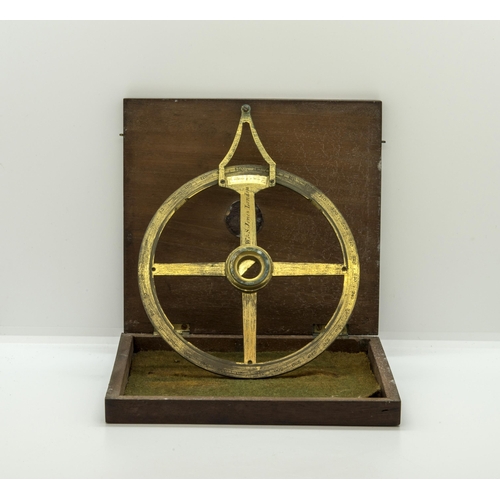 1466 - A BRASS COMPASS BY HUSBANDS OF BRISTOL WITH 360 DEGREE GRADUATED SCALE IN WOODEN TRANSIT CASE and an... 