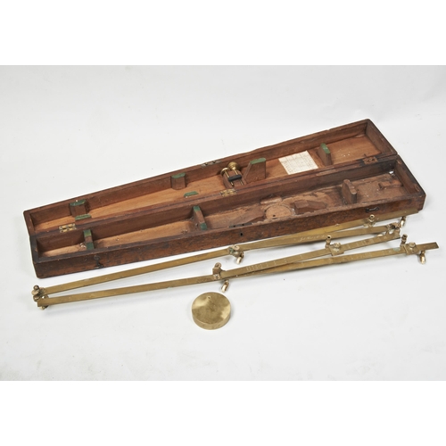 1467 - A BRASS PANTOGRAPH SIGNED JOB BROS. & CO. LONDON IN MAHOGANY TRANSIT CASE.          98 cms long ... 