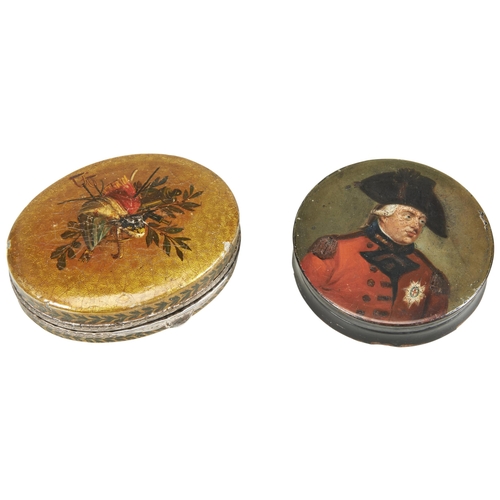 1954 - A FRENCH SNUFF BOX DECORATED WITH A PORTRAIT OF JEAN-ANDOCHE JUNOT and on horseback leading troops a... 