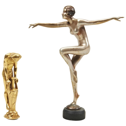 1794 - AN ART DECO BRONZE FIGURE OF A NUDE WOMAN WITH PATINATED SILVER FINISH, unsigned but possibly Josef ... 