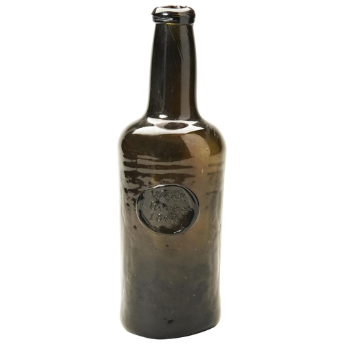 1806 - A GIII WINE BOTTLE, Dark Oilve Green, sealed  Wood House 1806. 27 cms                               ... 