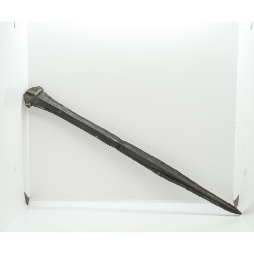 1297 - A COPPER ALLOY SWORD, possibly bronze age, the hilt with 20th century repair marks. 46 cms long     ... 