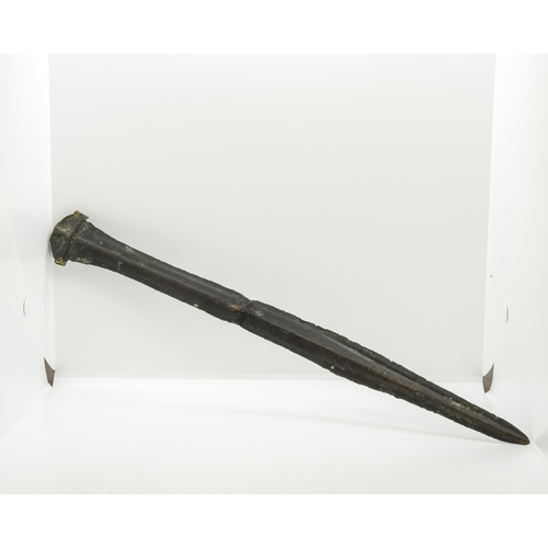 1297 - A COPPER ALLOY SWORD, possibly bronze age, the hilt with 20th century repair marks. 46 cms long     ... 