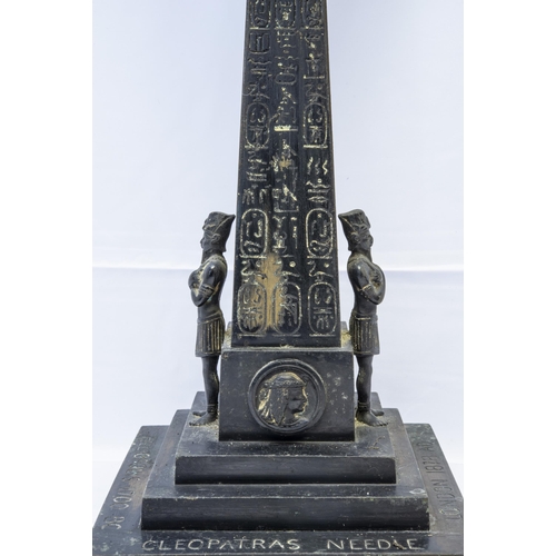 1829 - CLEOPATRA'S NEEDLE, A Victorian bronze oil lamp the base formed as the Needle and cast with the lege... 