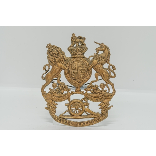 768 - A VICTORIAN OR'S MILITIA ARTILLERY HELMET PLATE, a Victorian ‘silver’ helmet plate and t... 