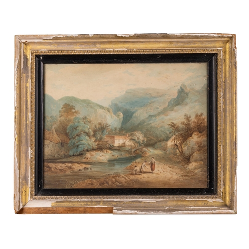 15 - GEORGE HOLMES (act.1789 - 1843)'CHEDDAR GORGE'watercolour, signed, PAIR41cm x 54cm