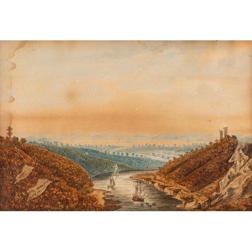 17 - R WEEKES (18TH / 19TH CENTURY)'CASTLE RUINS AND SHIPS'watercolour, signed and dated '178940cm x 62cm... 
