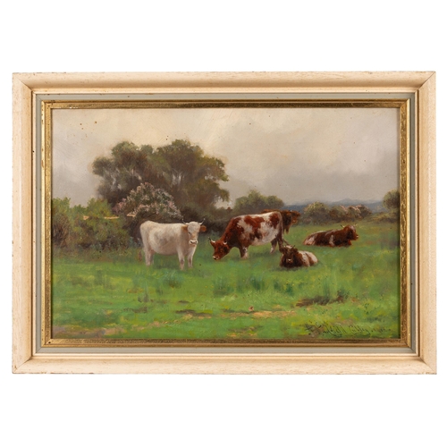 32 - HENRY HADFIELD CUBLEY (1858-1934)'CATTLE IN A MEADOW'oil on canvas, signed and dated 1902 or 1912' 3... 