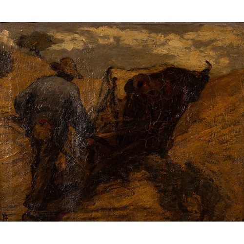 87 - ATTRIBUTED TO LILIAN LUCY DAVIDSON A.R.H.A (1879-1954)PLOUGHING THE FIELDS Oil on canvas, monogramme... 