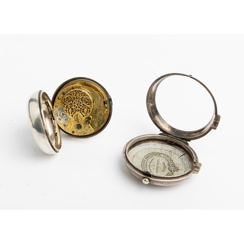 226 - A SILVER PAIR CASED VERGE WATCH. Signed Thos Lister, Halifax, No 526, both cases plain, Birmingham 1... 