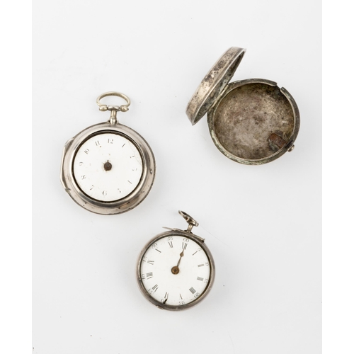 229 - A SILVER PAIR CASED VERGE WATCH. Signed lenvis, London, square baluster pillars, enamel dial with Ro... 