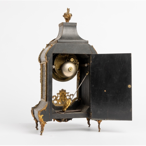 135 - A FRENCH BOULLE MATEL CLOCK. Movement by Japy Freres, sunburst pendulum, embossed gilt dial with ena... 