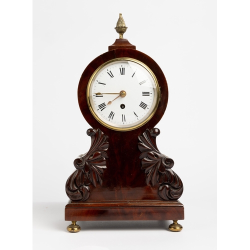 142 - AN EARLY VICTORIAN WALNUT MANTEL TIMEPIECE. 5