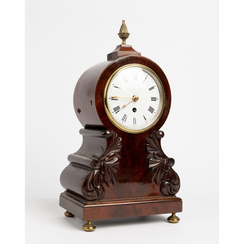 142 - AN EARLY VICTORIAN WALNUT MANTEL TIMEPIECE. 5