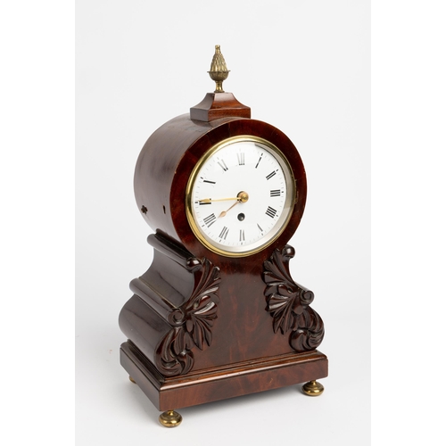 142 - AN EARLY VICTORIAN WALNUT MANTEL TIMEPIECE. 5