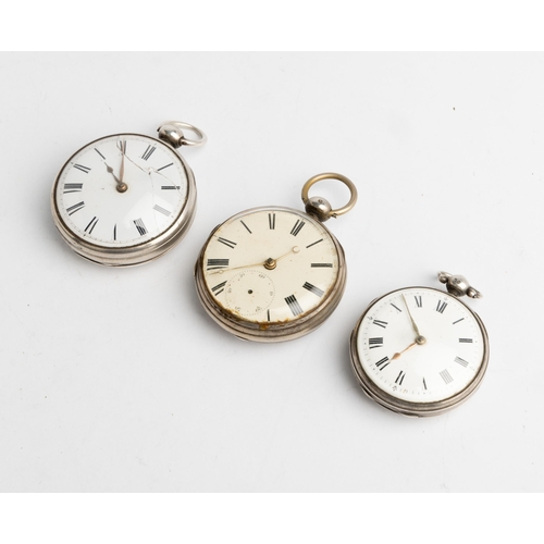 236 - TWO SILVER VERGE WATCHES AND A SILVER PATENT LEVER WATCH.1st signed J.Jackson, Bristol, No 19678, si... 