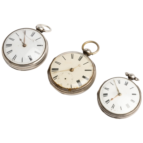 236 - TWO SILVER VERGE WATCHES AND A SILVER PATENT LEVER WATCH.1st signed J.Jackson, Bristol, No 19678, si... 