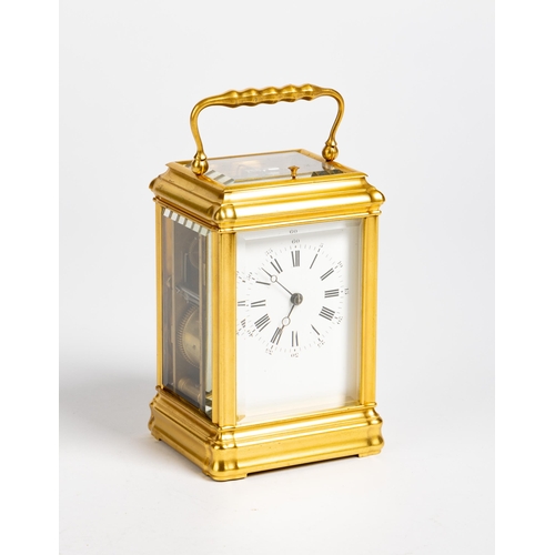 167 - A CARRIAGE CLOCK IN GORGE CASE White enamel dial, repeating movement with lever platform.13cm