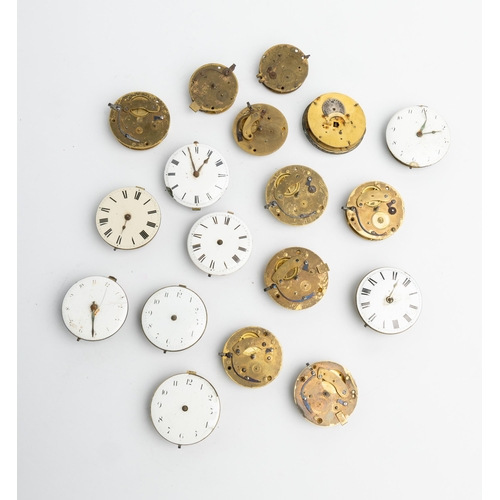 267 - EIGHT VERGE WATCH MOVEMENTS with dials; nine verge movements with no dial; a Continental movement wi... 