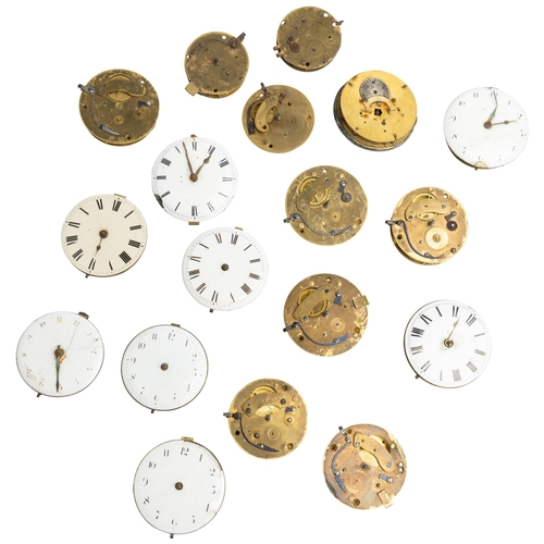 267 - EIGHT VERGE WATCH MOVEMENTS with dials; nine verge movements with no dial; a Continental movement wi... 