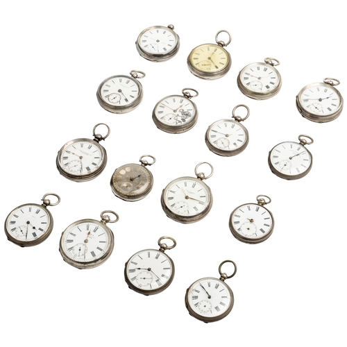 268 - TEN ENGLISH SILVER CASED WATCHESand six Swiss Silver Watches. A/F (16)