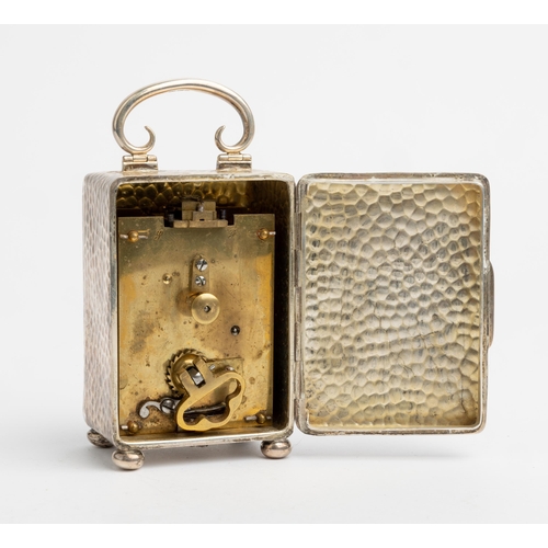 171 - A SILVER CARRIAGE TIMEPIECE, Frend movement, lever platform in a hammered case, William Comyms, Lond... 