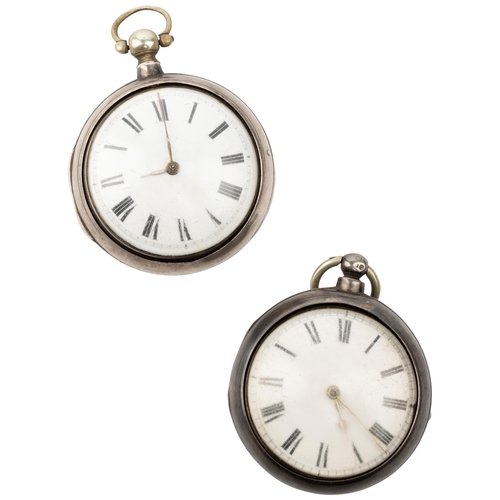 244 - A SILVER PAIR CASED VERGE WATCH. Signed Rich Fowler, Grinstead, No.1644, both cases plain, London 18... 