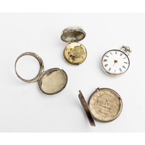 246 - A SILVER PAIR CASED VERGE WATCH. Signed D Edmonds, Liverpool, No.827 both cases plain, Birmingham 17... 