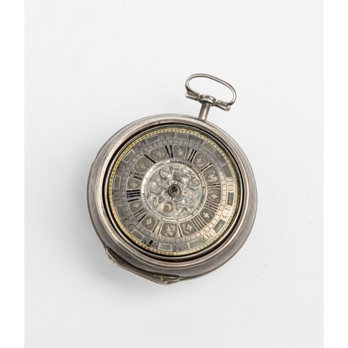 249 - HENRY MASSY: AN EARLY 18TH CENTURY SILVER CHAMPLEVE PAIR CASE VERGE WATCH. Signed Henry Massy, Londo... 