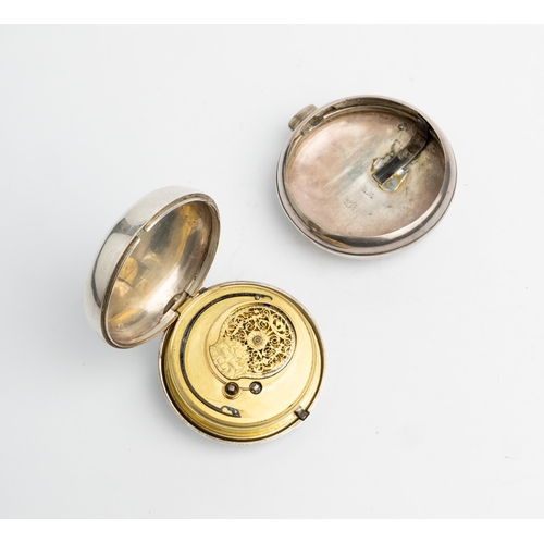 256 - A SILVER PAIR CASED VERGE WATCH. Signed Stephin Cox, Kidderminster 1897, gilt dust cap, dial decorat... 