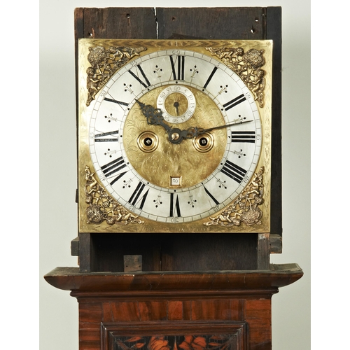 173 - A LATE 17TH CENTURY 8 DAY WALNUT MARQUETRY LONGCASE CLOCK, 11 inch dial signed below the chapter rin... 