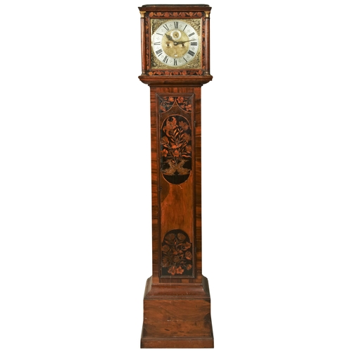 173 - A LATE 17TH CENTURY 8 DAY WALNUT MARQUETRY LONGCASE CLOCK, 11 inch dial signed below the chapter rin... 