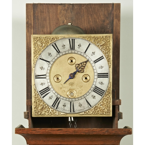 174 - A 30 HOUR OAK LONGCASE CLOCK 10.5inch brass dial signed WM Abbott, Sarson Fecit, date aperture flank... 